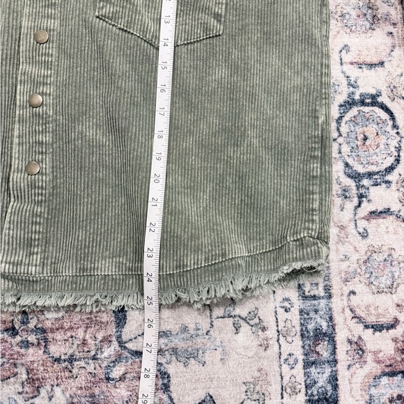 Boutique Corduroy Color Block Jacket Women's Cream Green Brown Button Up Size XL - Picture 5 of 6
